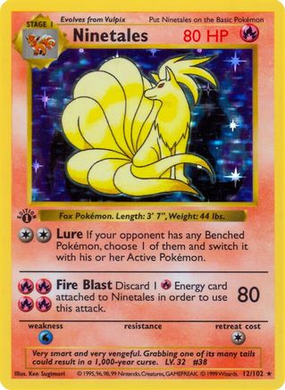 Ninetales (12/102) (Shadowless) [Base Set 1st Edition]