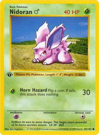 Nidoran (55/102) (Male) [Base Set Shadowless Unlimited]