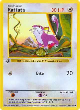 Rattata (61/102) [Base Set Shadowless Unlimited]