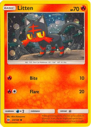 Litten (24/149) (Cosmos Holo) [Sun & Moon: Base Set]