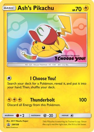 Ash's Pikachu (SM108) [Sun & Moon: Black Star Promos]