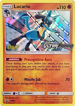 Lucario (SM95) (Staff Prerelease Promo) [Sun & Moon: Black Star Promos]