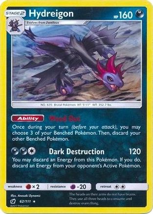Hydreigon (62/111) (Cracked Ice Holo) (Theme Deck Exclusive) [Sun & Moon: Crimson Invasion]