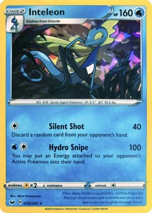 Inteleon (059/202) (Cracked Ice Holo) (Theme Deck Exclusive) [Sword & Shield: Base Set]