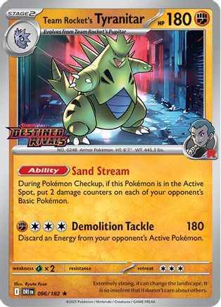 Team Rocket's Tyranitar (Destined Rivals Stamp) 096/182 - SV10 Destined Rivals Holofoil