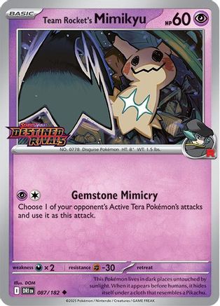 Team Rocket's Mimikyu (Destined Rivals Stamp) 087/182 - SV10 Destined Rivals Holofoil