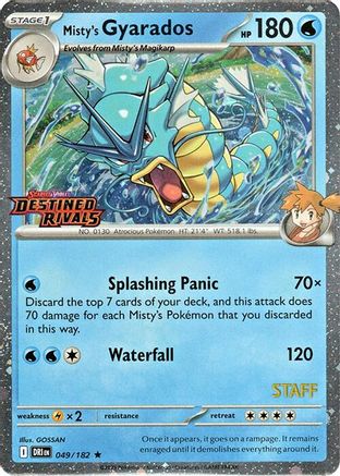 Misty's Gyarados (Prerelease Staff) 049/182 - SV10 Destined Rivals Holofoil