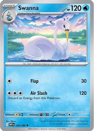 Swanna 026/086 - SV White Flare Reverse Holofoil