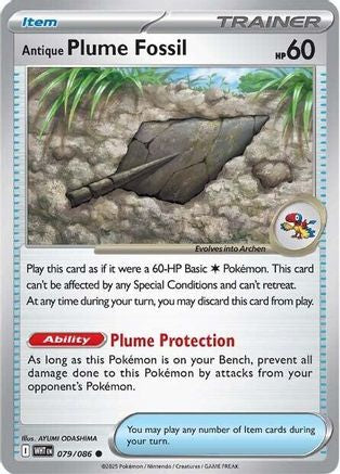 Antique Plume Fossil 079/086 - SV White Flare Reverse Holofoil