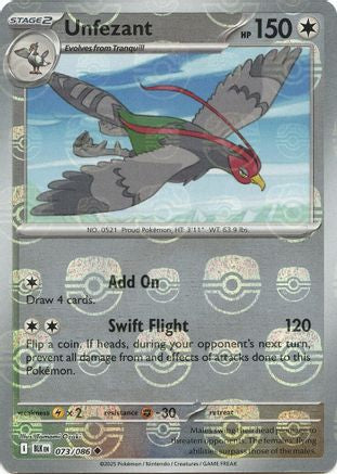 Unfezant (Master Ball Pattern) 073/086 - SV Black Bolt Holofoil