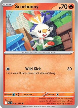 Scorbunny 026/132 - ME01 Mega Evolution Reverse Holofoil