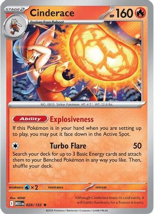 Cinderace 028/132 - ME01 Mega Evolution Reverse Holofoil