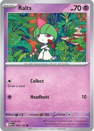 Ralts 058/132 - ME01 Mega Evolution Reverse Holofoil