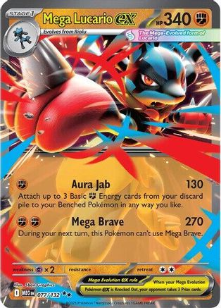 Mega Lucario ex - 077/132 - ME01 Mega Evolution Holofoil
