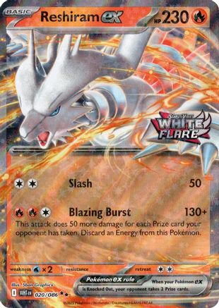 Reshiram ex (White Flare Stamped) 020/086 - Miscellaneous Cards & Products Holofoil