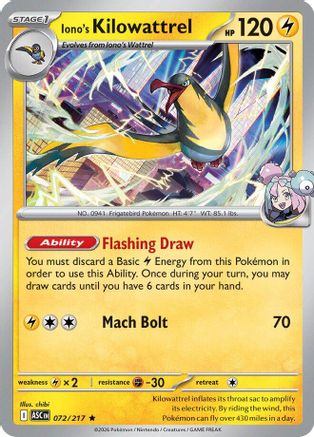 Iono's Kilowattrel 072/217 - ME Ascended Heroes Holofoil