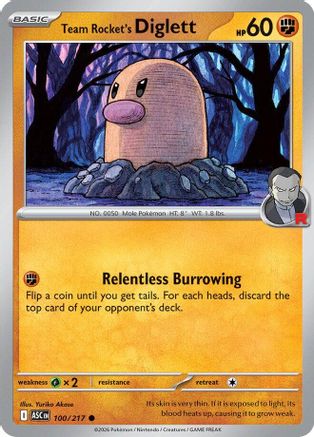 Team Rocket's Diglett 100/217 - ME Ascended Heroes Reverse Holofoil
