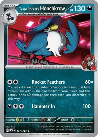 Team Rocket's Honchkrow 127/217- ME Ascended Heroes Holofoil