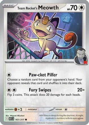 Team Rocket's Meowth 161/217 - ME Ascended Heroes Reverse Holofoil
