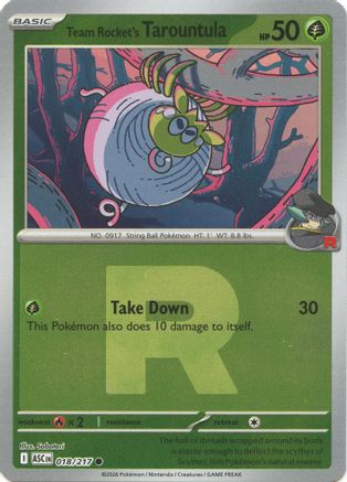 Team Rocket's Tarountula (Team Rocket) 018/217 - ME Ascended Heroes Reverse Holofoil