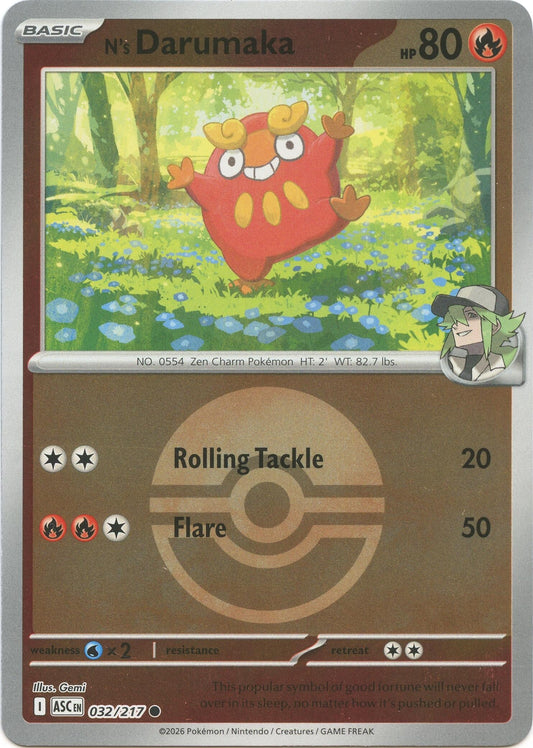 N's Darumaka (Poke Ball) 032/217 - ME Ascended Heroes Reverse Holofoil
