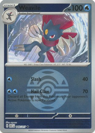 Weavile - (Dusk Ball) 045/217  - ME Ascended Heroes Reverse Holofoil