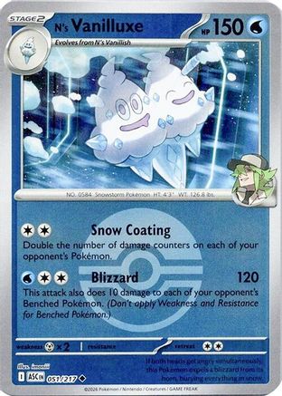 N's Vanilluxe (Poke Ball) 051/217 - ME Ascended Heroes Reverse Holofoil