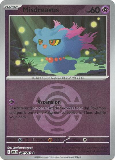 Misdreavus - 085/217 (Dusk Ball) - ME Ascended Heroes Reverse Holofoil