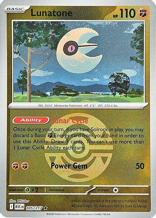 Lunatone (Dusk Ball) 105/217 - ME Ascended Heroes Reverse Holofoil
