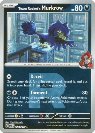 Team Rocket's Murkrow (Team Rocket) 126/217 - ME Ascended Heroes Reverse Holofoil