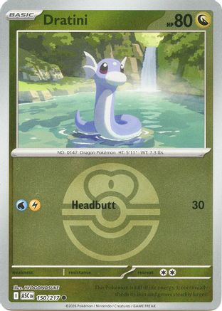 Dratini (Love Ball) 150/217 - ME Ascended Heroes Reverse Holofoil