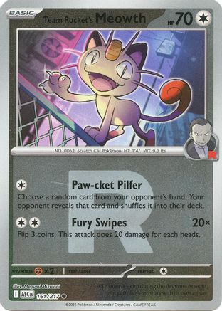Team Rocket's Meowth (Team Rocket) 161/217 - ME Ascended Heroes Reverse Holofoil