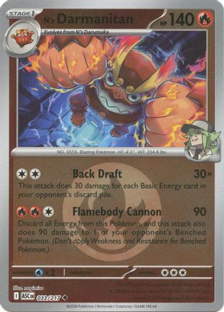 N's Darmanitan (Energy Symbol Pattern) 33/217 - ME Ascended Heroes Reverse Holofoil