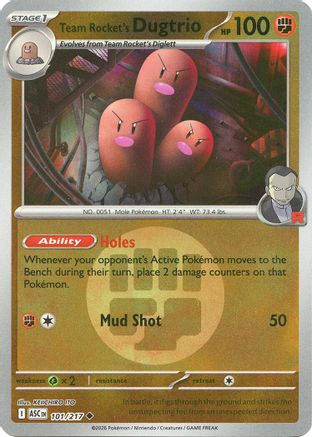 Team Rocket's Dugtrio - 101/217 (Energy Symbol Pattern) 101 - ME Ascended Heroes Reverse Holofoil