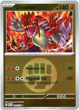 Groudon (Energy Symbol Pattern) 108/217 - ME Ascended Heroes Reverse Holofoil