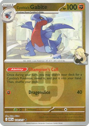 Cynthia's Gabite (Energy Symbol Pattern) 110/217 - ME Ascended Heroes Reverse Holofoil