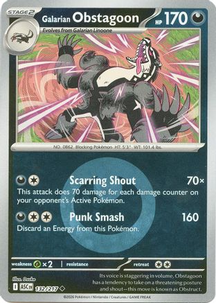 Galarian Obstagoon - 132/217 (Energy Symbol Pattern) 132 - ME Ascended Heroes Reverse Holofoil