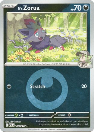 N's Zorua (Energy Symbol Pattern) 136/217 - ME Ascended Heroes Reverse Holofoil
