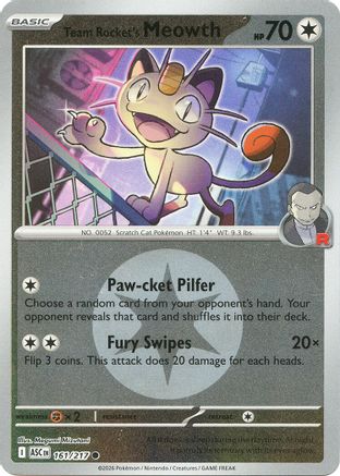 Team Rocket's Meowth (Energy Symbol Pattern) 161/217 - ME Ascended Heroes Reverse Holofoil