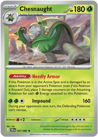 Chesnaught 007/086 - ME04 Chaos Rising Reverse Holofoil