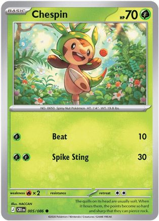 Chespin - 005/086 - ME04 Chaos Rising Reverse Holofoil