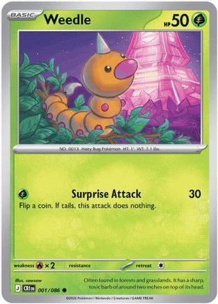 Weedle 001/086 - ME04 Chaos Rising Reverse Holofoil