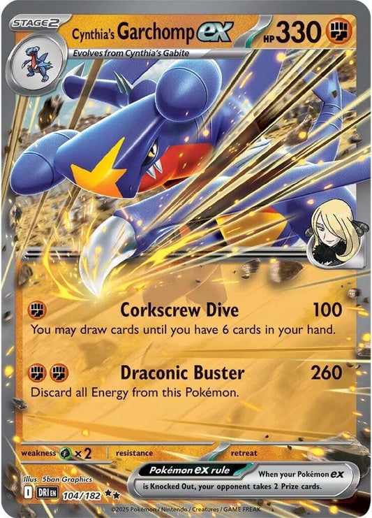Cynthia's Garchomp ex - 104/182 - SV10 Destined Rivals Holofoil