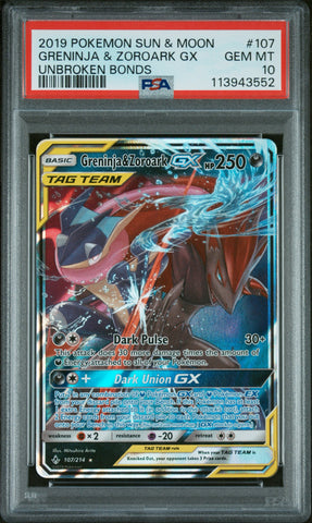 PSA 10 Greninja & Zoroark GX 107/214