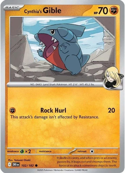 Cynthia's Gible 102/182 - SV10 Destined Rivals