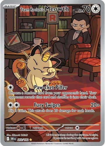 Team Rocket's Meowth - 203/182 - SV10 Destined Rivals Holofoil